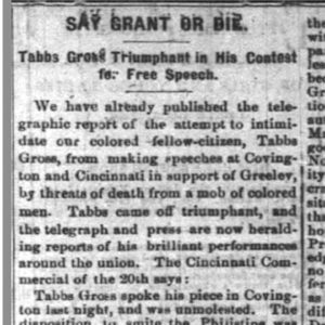"Say Grant or Die" newspaper clipping