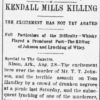 "Kendall Mills Killing" newspaper clipping