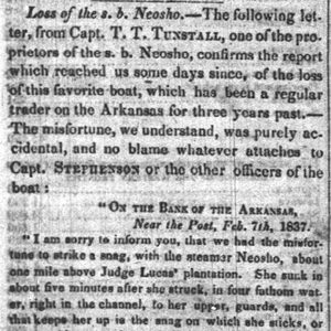 "Loss of the s b Neosho" newspaper clipping