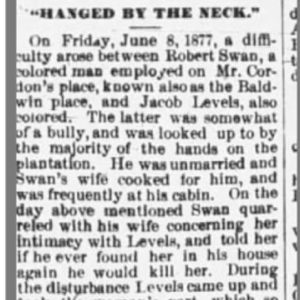 "Hanged by the neck" newspaper clipping