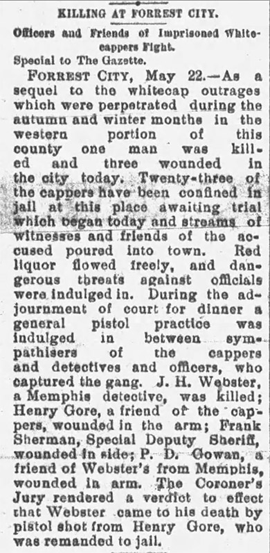 "Killing at Forrest City" newspaper clipping