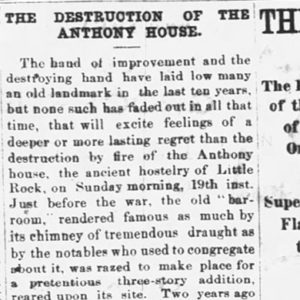 "The destruction of the Anthony House" newspaper clipping