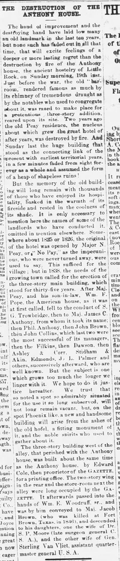 "The destruction of the Anthony House" newspaper clipping