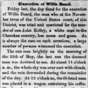 "Execution of Willis Beard" newspaper clipping