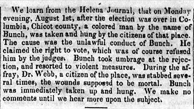 "We learn from the Helena Journal ..." newspaper clipping