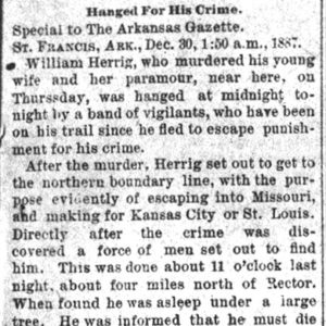 "Hanged for His Crime" newspaper clipping