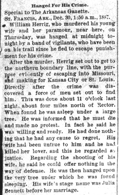 "Hanged for His Crime" newspaper clipping