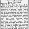 "Horse Thief Killed" newspaper clipping
