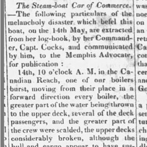 "The Steamboat Car of Commerce" newspaper clipping