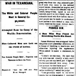 "War in Texarkana" newspaper clipping