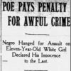 "Poe pays penalty for awful crime" newspaper clipping