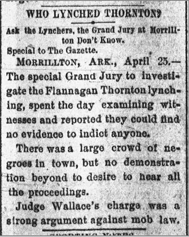 "Who lynched Thornton?" newspaper clipping