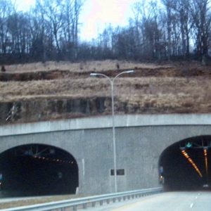 Concrete tunnel entrances on highway