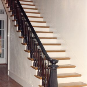 Indoor staircase with long banister
