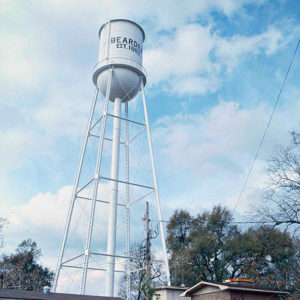 "Bearden" water tower with outbuildings beneath it