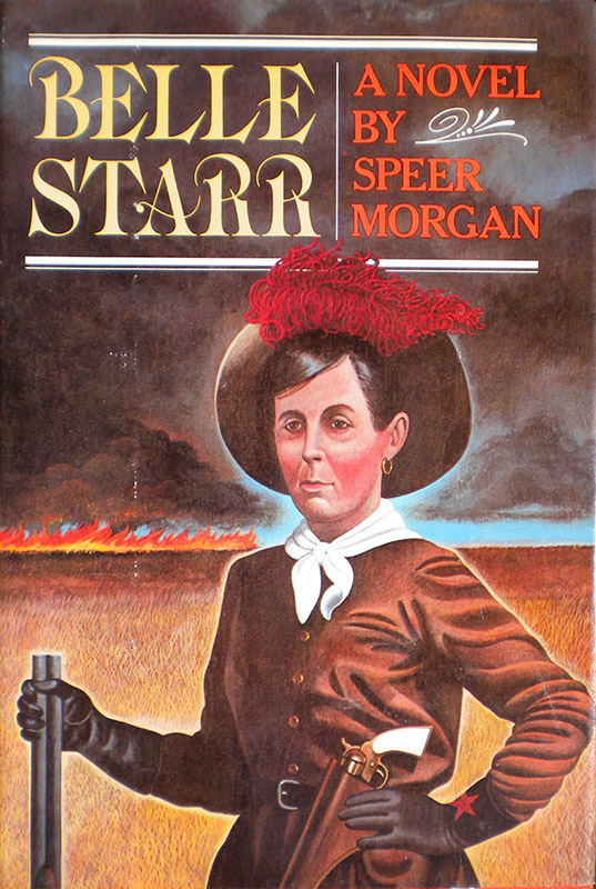 "Belle Starr" book cover featuring woman in western wear holding a shotgun
