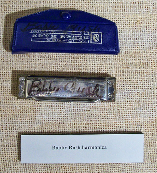 "Bobby Rush" autographed harmonica with blue case
