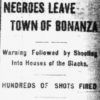 "Negroes leave town of Bonanza" newspaper clipping