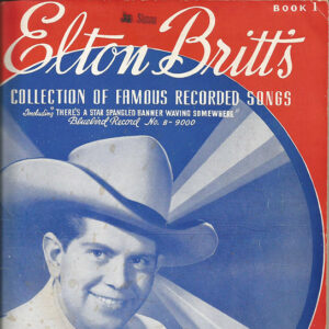 White man smiling in cowboy hat and western suit on album cover with red and blue background and white text