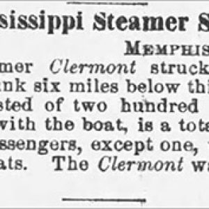 "Mississippi Steamer Sunk" newspaper clipping