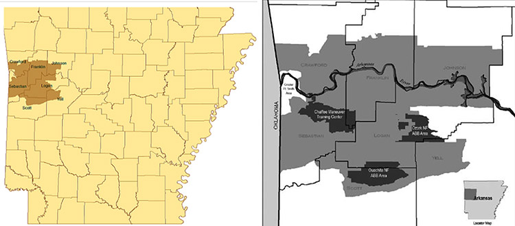 Arkansas maps with shaded areas and text