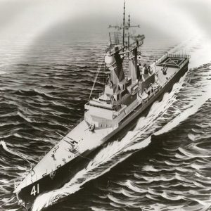 Painting of Naval ship underway at sea