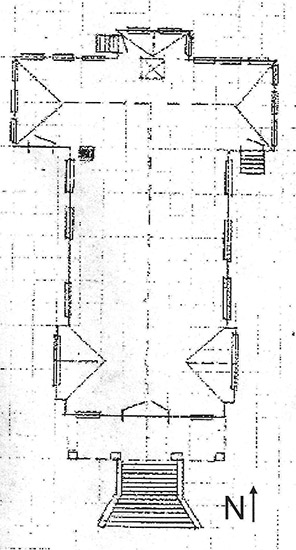 Architectural drawing of church floor plan