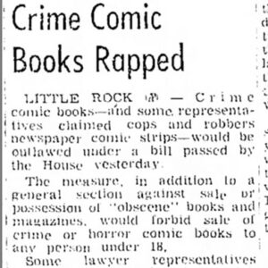 "Crime Comic Books Rapped" newspaper clipping