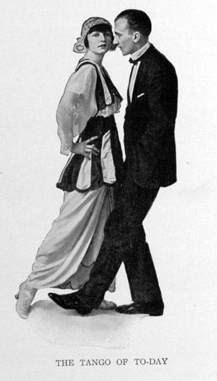 White man in suit dancing with white woman in striped dress