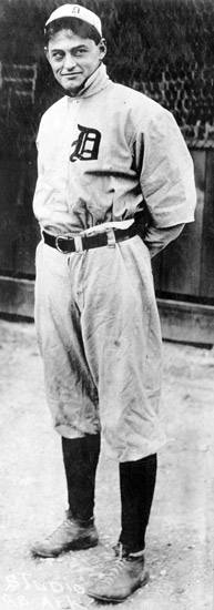 Young white man wearing Detroit Tiger uniform