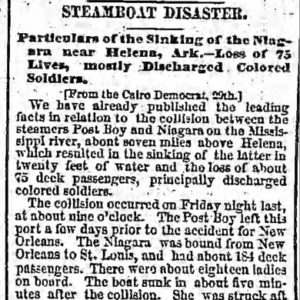 "Steamboat Disaster" newspaper clipping