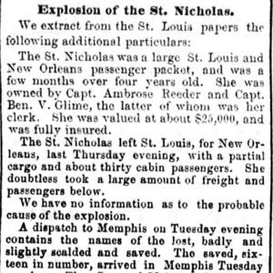 "Explosion of the Saint Nicholas" newspaper clipping
