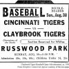 Newspaper advertisement for a baseball game