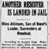 "Another resister is landed in jail" newspaper clipping