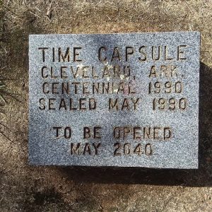 Flat time capsule marker stone with engraving