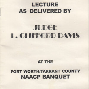 "Lecture as delivered by Judge L. Clifford Davis" brochure cover