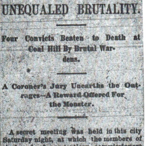 "Unequaled Brutality" newspaper clipping