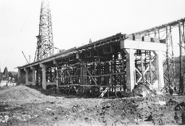 Concrete bridge under construction