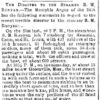"The disaster to the steamer B. M. Runyan" newspaper clipping