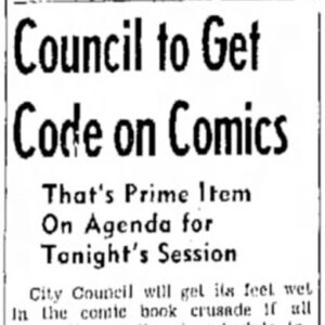 "Council to Get Code on Comics" newspaper clipping