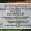 "Crawfordsville" plaque sign with metal supports