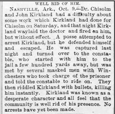 "Well rid of him" newspaper clipping