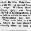"Lynched by his neighbors" newspaper article