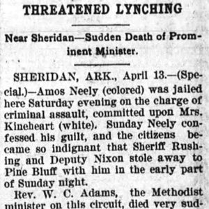 "Threatened Lynching" newspaper clipping