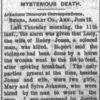 "Mysterious Death" newspaper clipping