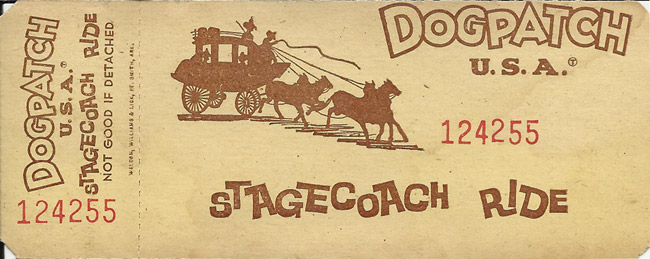 Stagecoach with horses printed on ticket number 124255