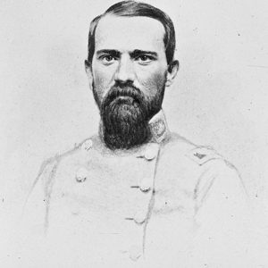 drawing of white man with beard in military uniform
