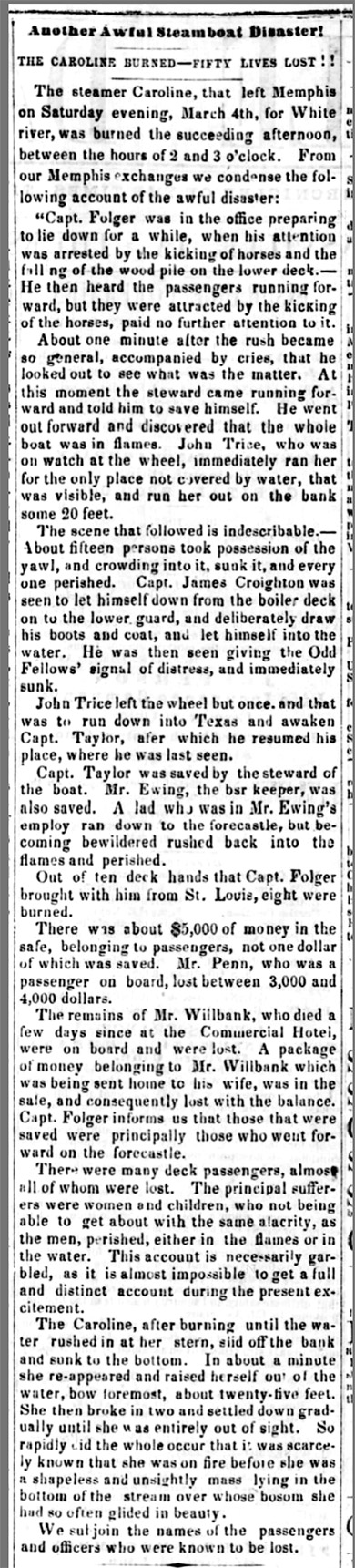 "Another Awful Steamboat Disaster!" newspaper clipping