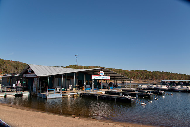 Boat marina with docks and lake