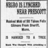 "Negro is lynched near Prescott" newspaper clipping